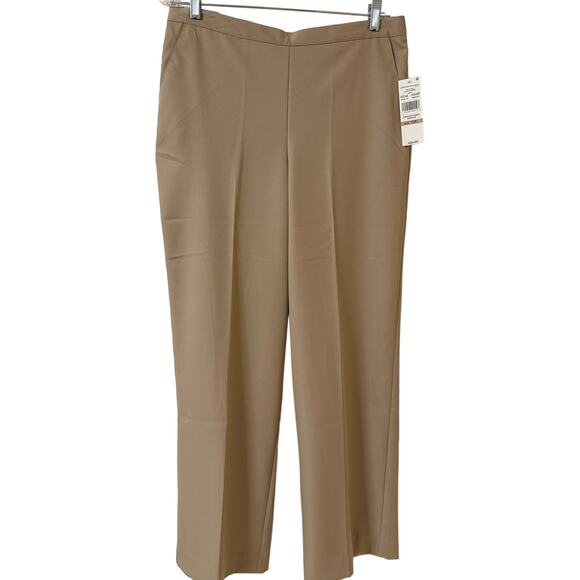 NWT Alfred Dunner Studio Petite 12 P Khaki Pants Straight Leg Comfort Waist - Picture 1 of 4